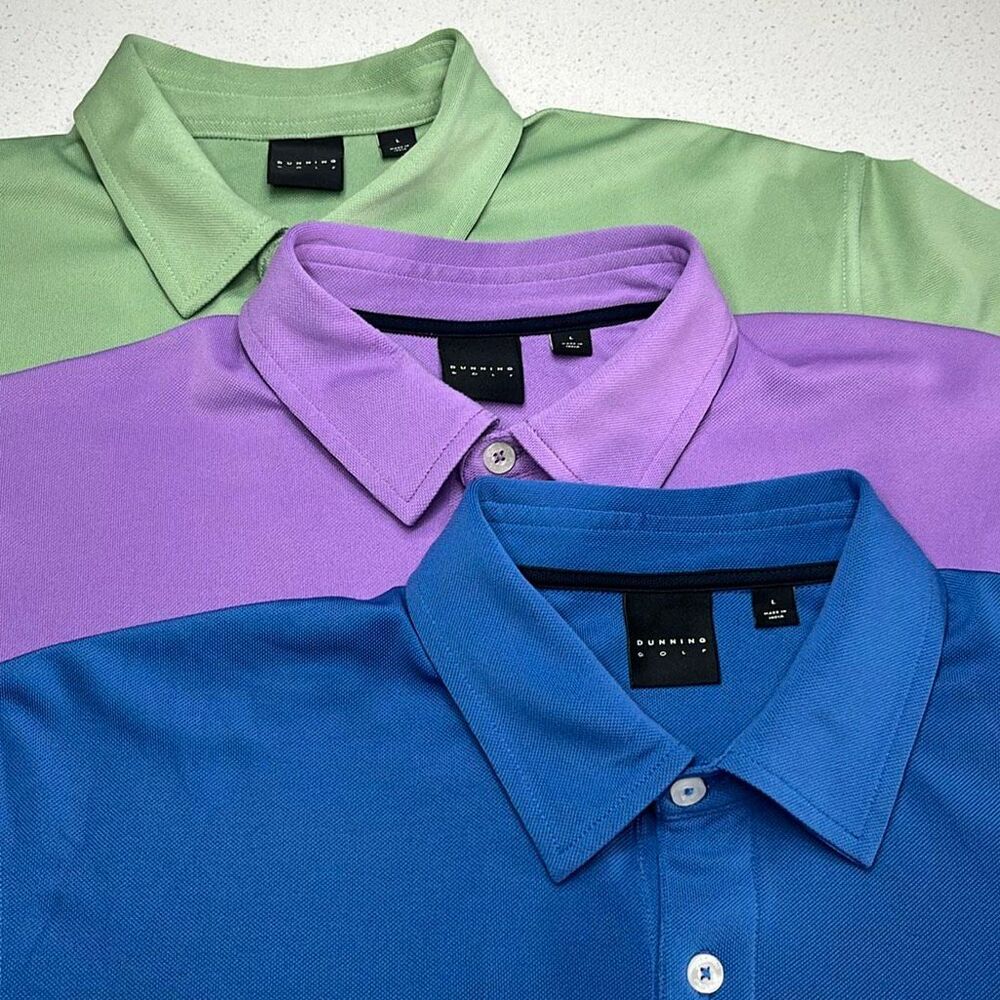 Dunning Golf Lot of Three (3) Performance Polo Shirts Men’s Large